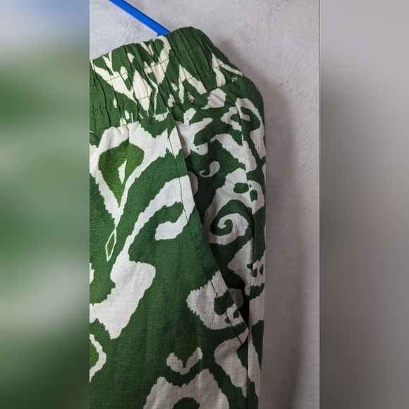 Haute Hippie Green and Beige Palozzo Linen Blend Wide Leg Pants Sz 1X - Picture 3 of 11